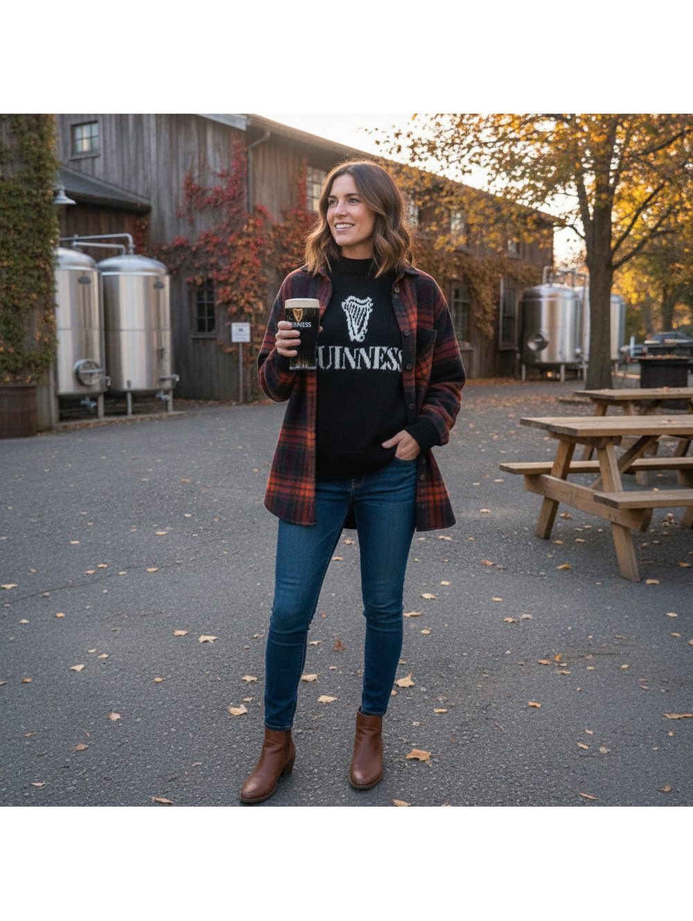 Guinness Back Wool Knit Sweater with Logo